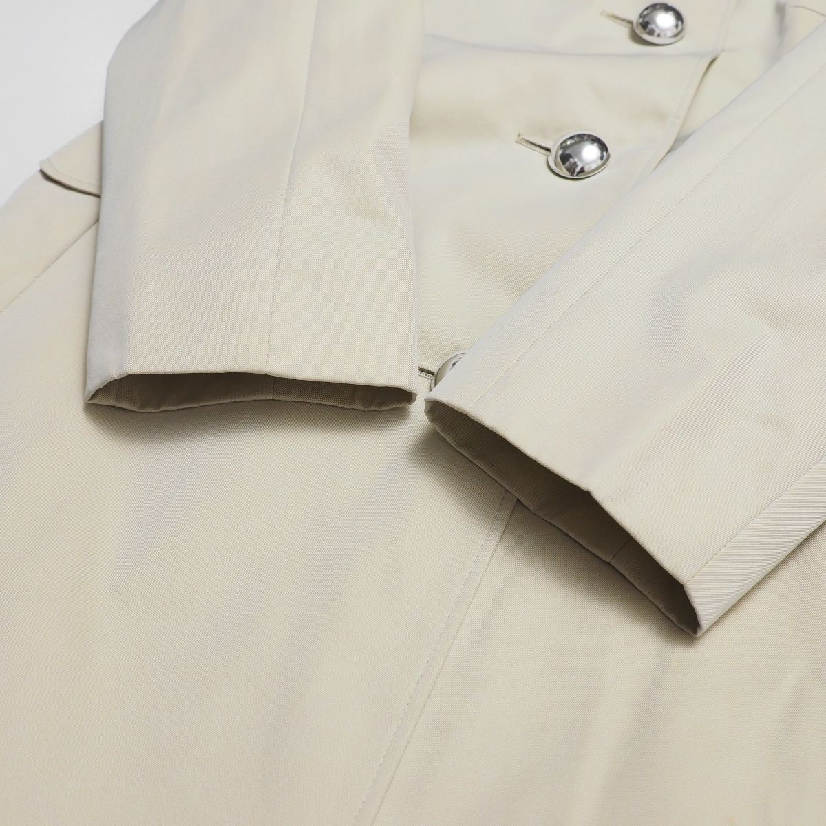 GR6914☆アクアスキュータム Aquascutum Aqua5 ステンカラーコート Aラインコート コットン 丸ボタン ライトベージュ系 サイズ4