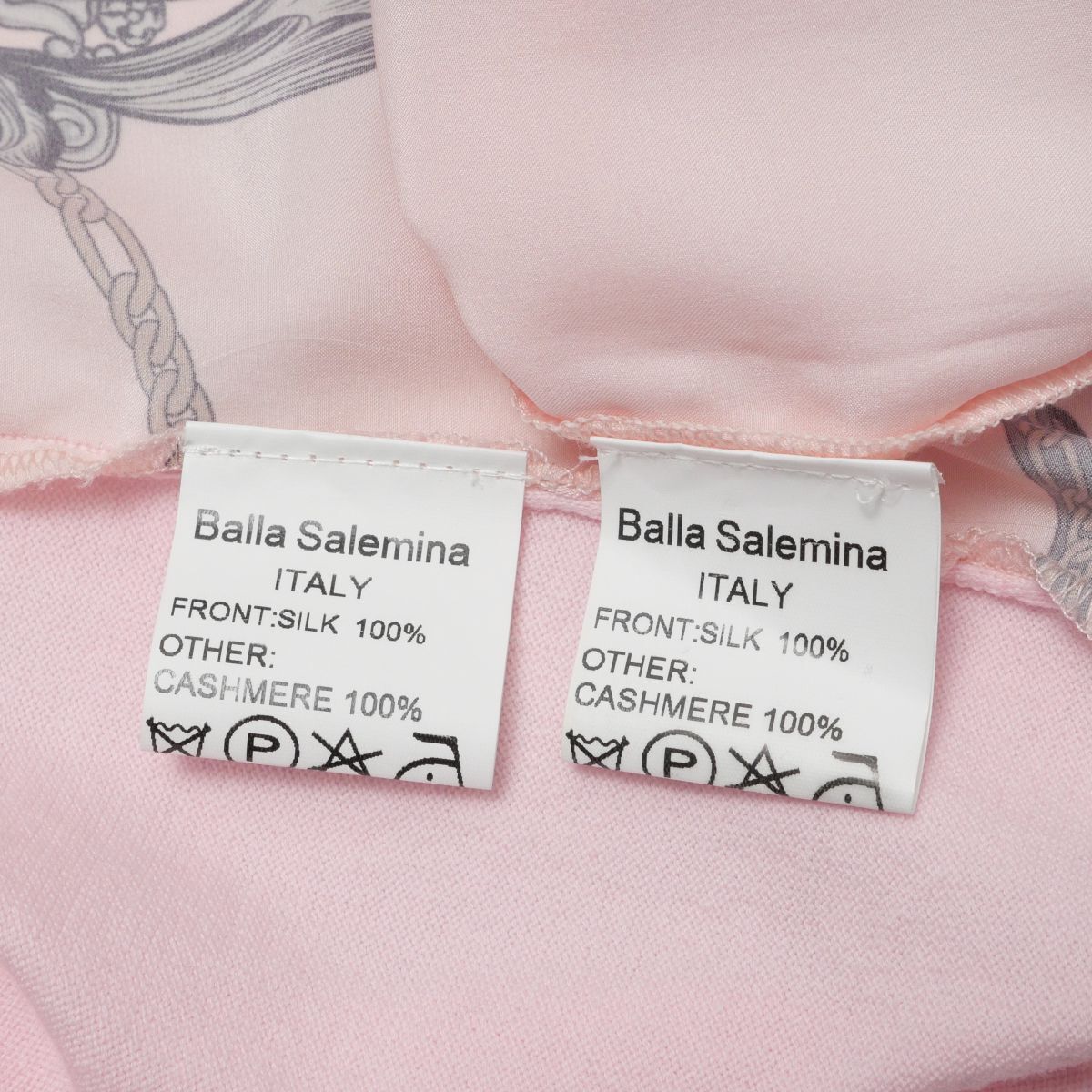 MH7386☆Balla Salemina カシミヤ×シルク 総柄 アンサンブル ツインニット 長袖カーディガン＋半袖ニットトップス ピンク系 I42