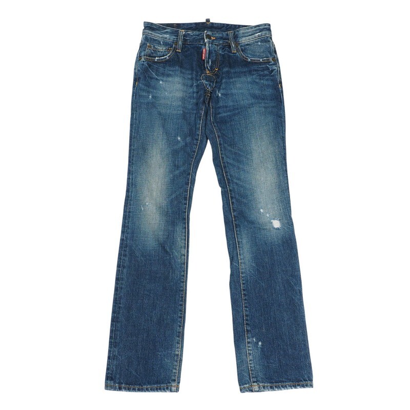 GR6321＝イタリア制*ディースクエアード/DSQUARED2*ダメージ加工*ローライズ*デニムパンツ*ジーンズ*コットン*サイズ42*ネイビー系