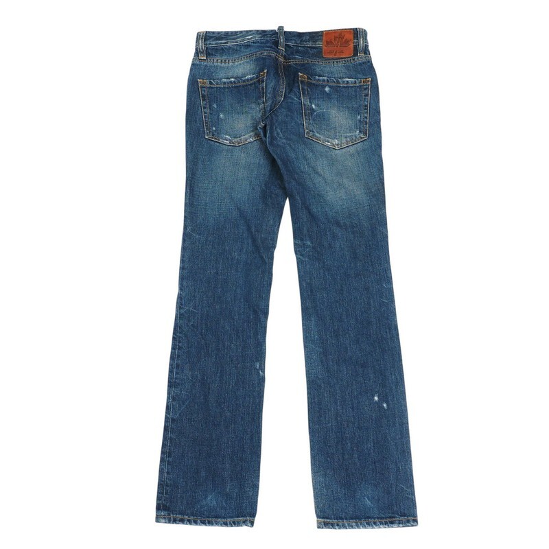 GR6321＝イタリア制*ディースクエアード/DSQUARED2*ダメージ加工*ローライズ*デニムパンツ*ジーンズ*コットン*サイズ42*ネイビー系