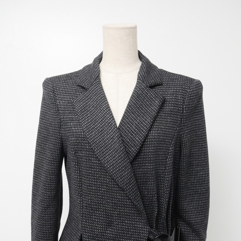 GR6443▼アルマーニコレッツィオーニ ARMANI COLLEZIONI*ニットジャケット テーラードジャケット*コットン×ウール*サイズ44*グレー系