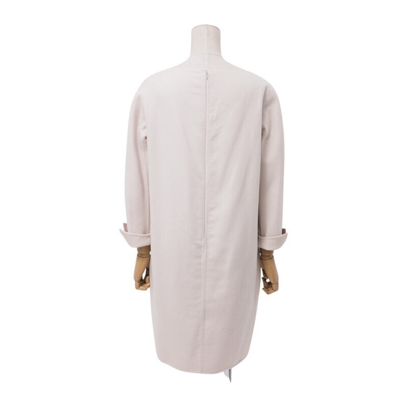 SMH6529＝イタリア制*ロロピアーナ/Loro Piana*カシミヤ*バイカラー*長(zhǎng)袖ワンピース*サイズ42*ピンク×オフホワイト絙?