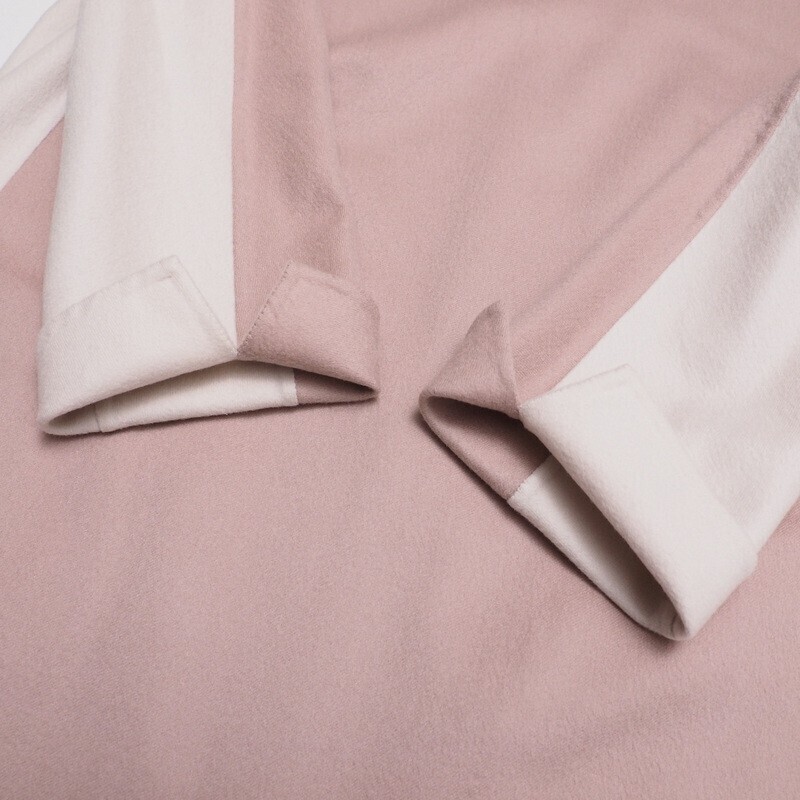 SMH6529＝イタリア制*ロロピアーナ/Loro Piana*カシミヤ*バイカラー*長(zhǎng)袖ワンピース*サイズ42*ピンク×オフホワイト絙?