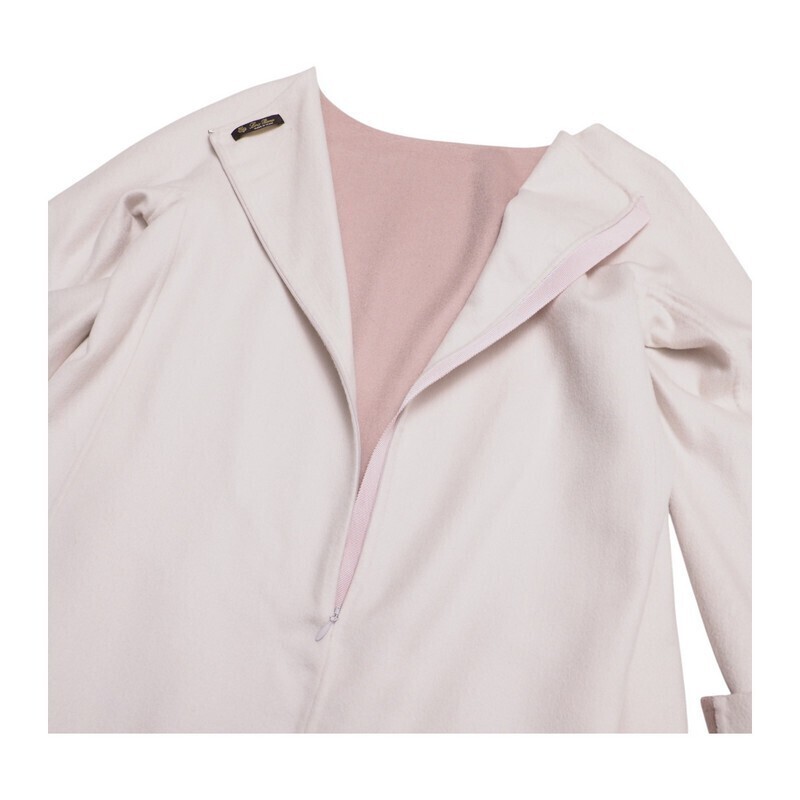SMH6529＝イタリア制*ロロピアーナ/Loro Piana*カシミヤ*バイカラー*長(zhǎng)袖ワンピース*サイズ42*ピンク×オフホワイト絙?