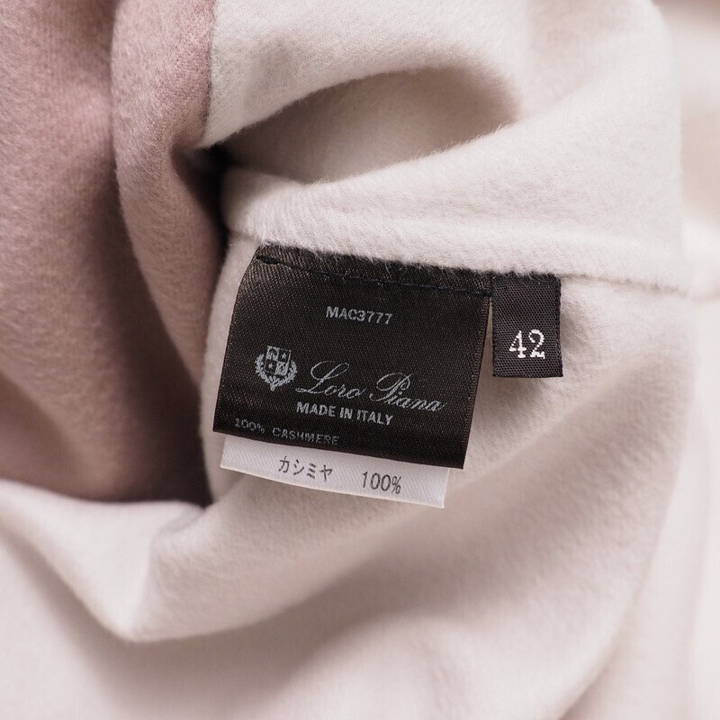SMH6529＝イタリア制*ロロピアーナ/Loro Piana*カシミヤ*バイカラー*長(zhǎng)袖ワンピース*サイズ42*ピンク×オフホワイト絙?