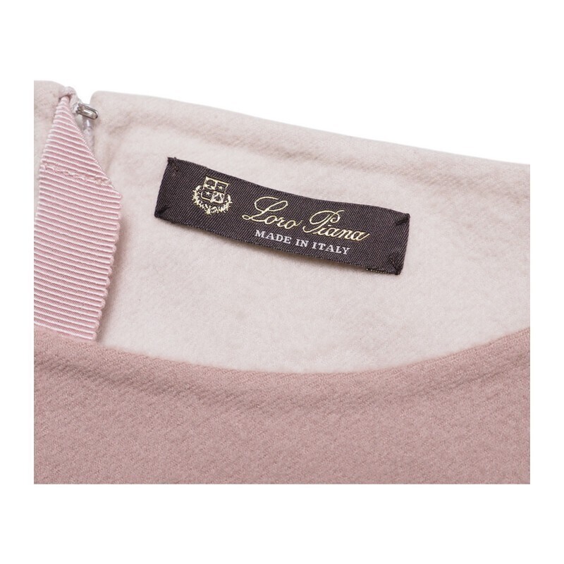 SMH6529＝イタリア制*ロロピアーナ/Loro Piana*カシミヤ*バイカラー*長(zhǎng)袖ワンピース*サイズ42*ピンク×オフホワイト絙?