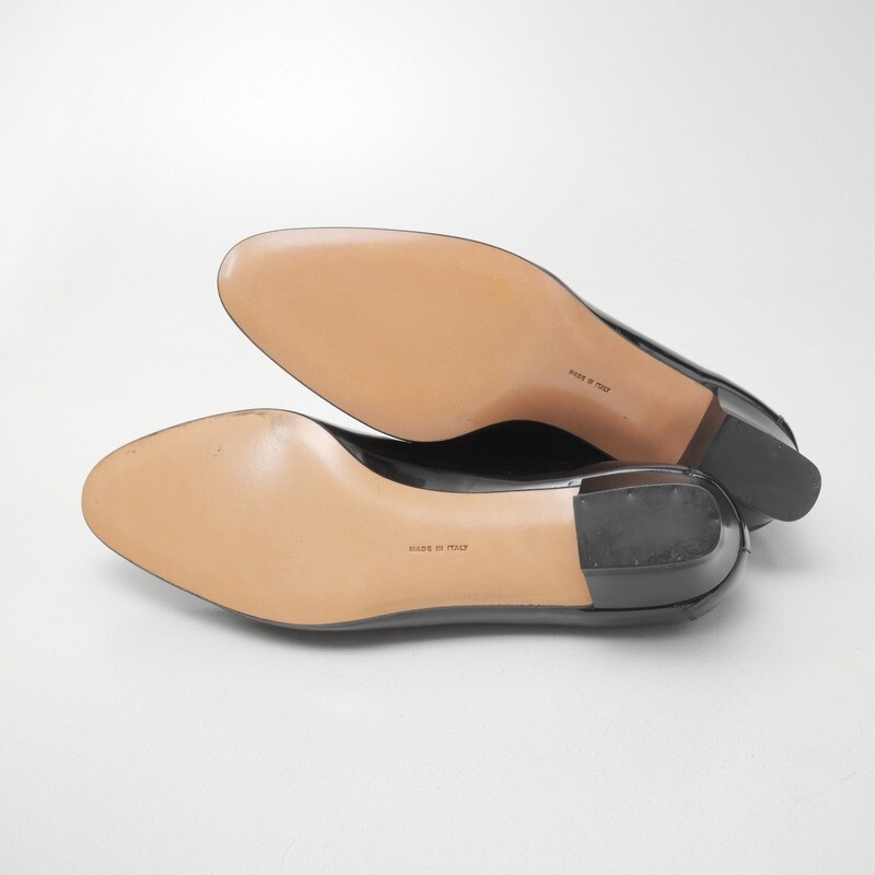 MH7531*未使用 サルヴァトーレフェラガモ 難あり Size 7C ガンチーニ パテントレザー ローファー パンプス ブラック Salvatore Ferragamo