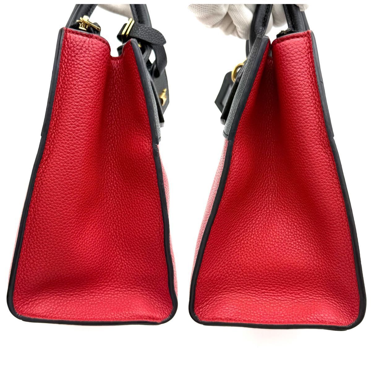 LOUIS VUITTON ルイヴィトン シティ スティーマーPM レッド ブラック ハンドバッグ ショルダーバッグ L97_画像4