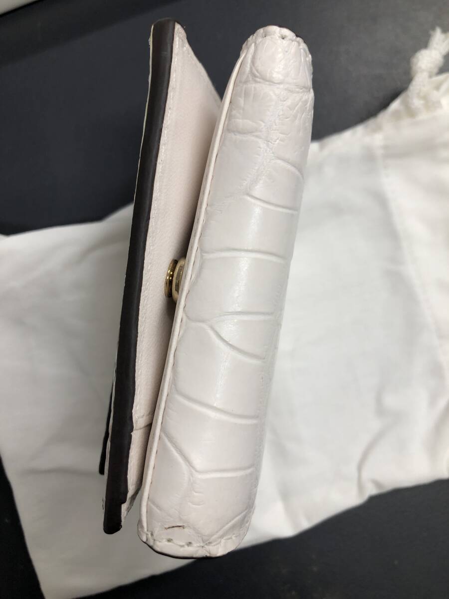 HB3801　クロコダイル 財(cái)布 小銭入 カード入 ワニ革 三つ折り財(cái)布 コンパクトウォレット レザー 箱付き 未使用品