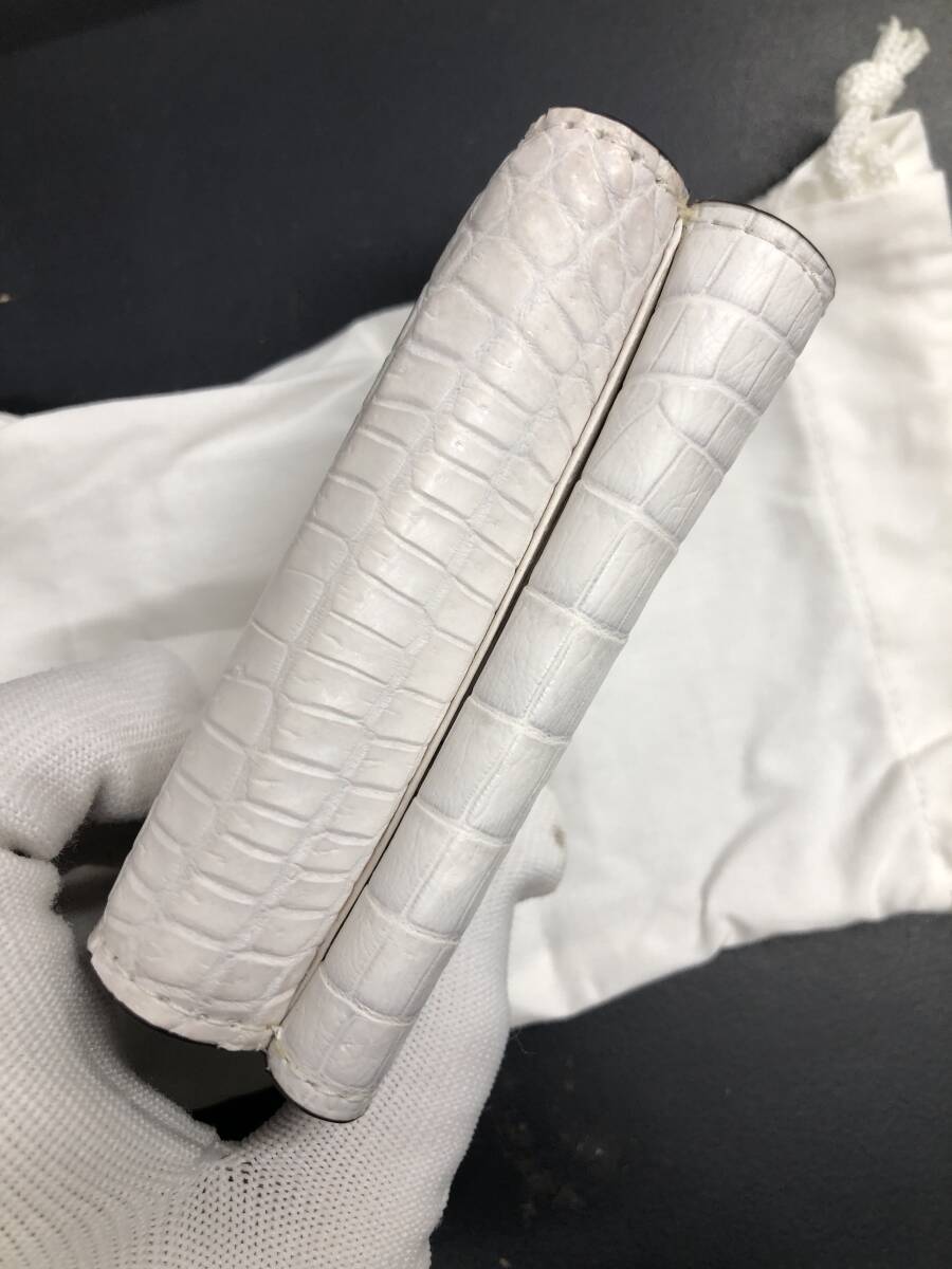 HB3801　クロコダイル 財(cái)布 小銭入 カード入 ワニ革 三つ折り財(cái)布 コンパクトウォレット レザー 箱付き 未使用品