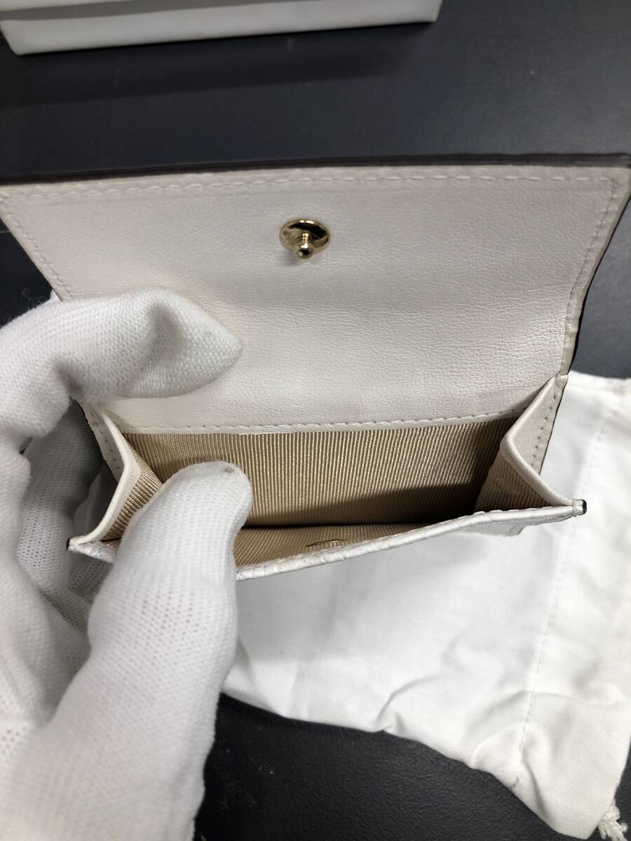 HB3801　クロコダイル 財(cái)布 小銭入 カード入 ワニ革 三つ折り財(cái)布 コンパクトウォレット レザー 箱付き 未使用品