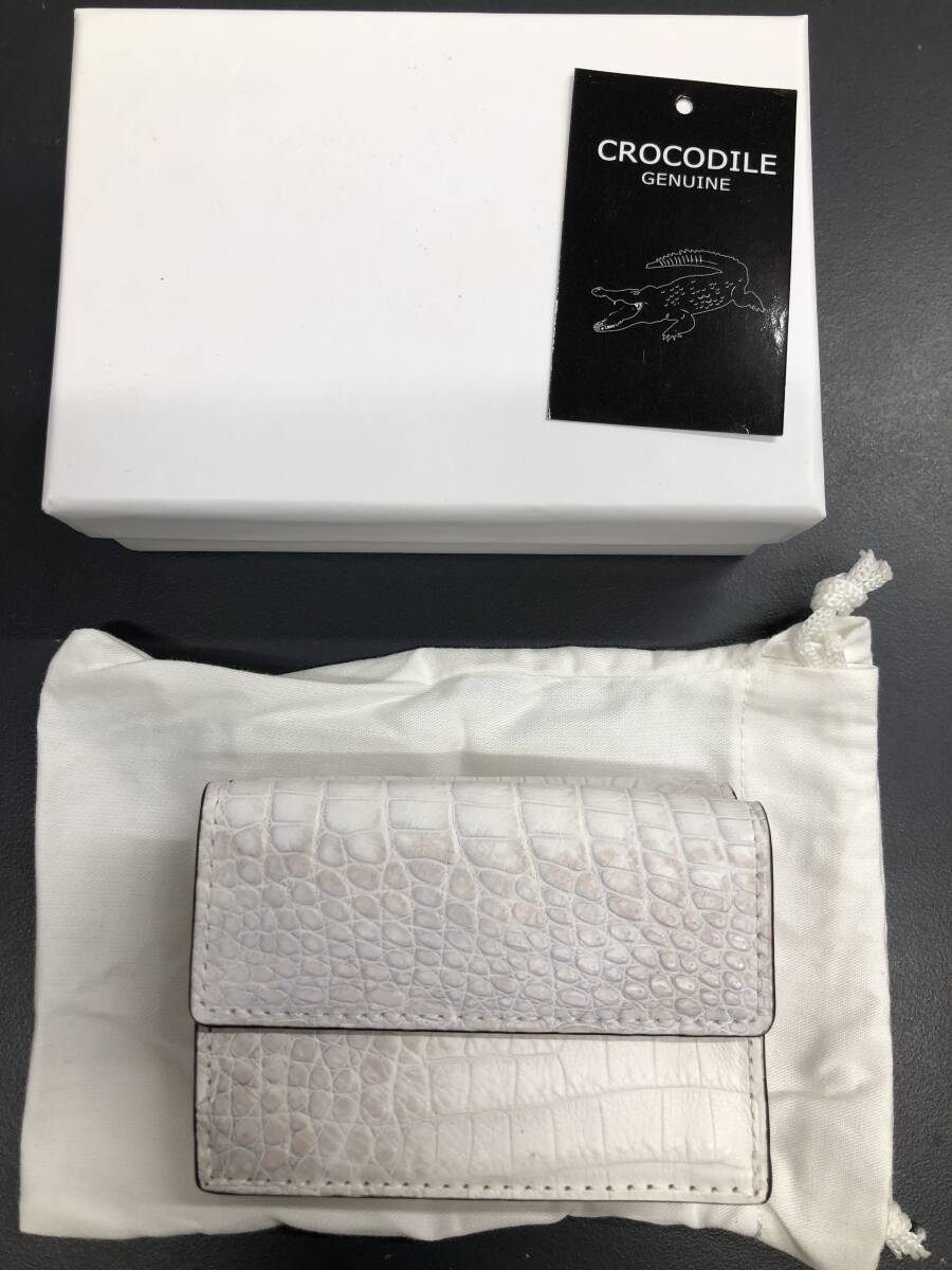 HB3801　クロコダイル 財(cái)布 小銭入 カード入 ワニ革 三つ折り財(cái)布 コンパクトウォレット レザー 箱付き 未使用品