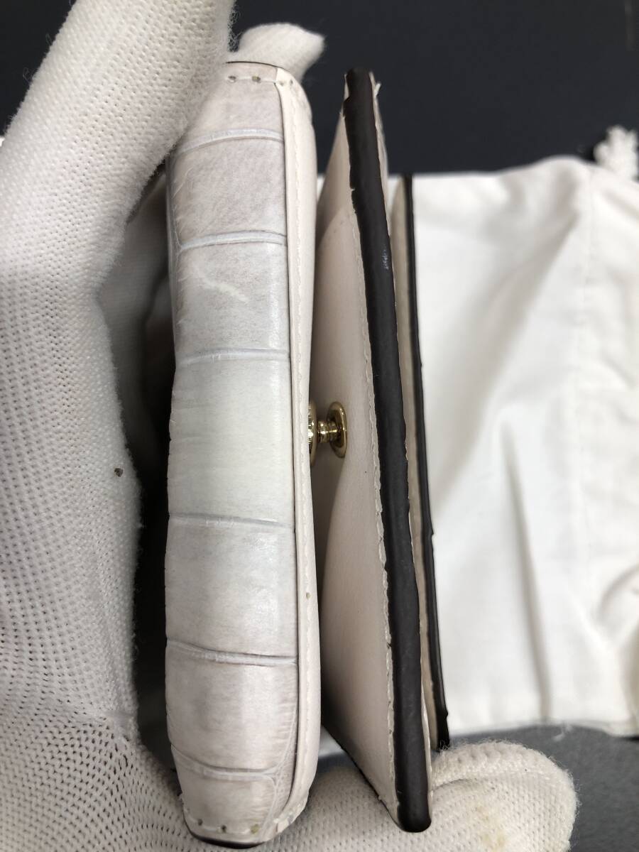 HB3961　クロコダイル 財(cái)布 小銭入 カード入 ワニ革 三つ折り財(cái)布 コンパクトウォレット レザー 箱付き 未使用品