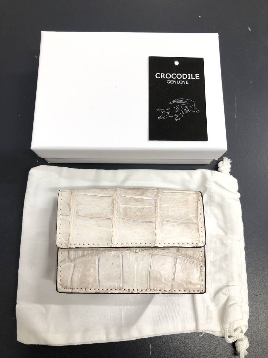HB3961　クロコダイル 財(cái)布 小銭入 カード入 ワニ革 三つ折り財(cái)布 コンパクトウォレット レザー 箱付き 未使用品