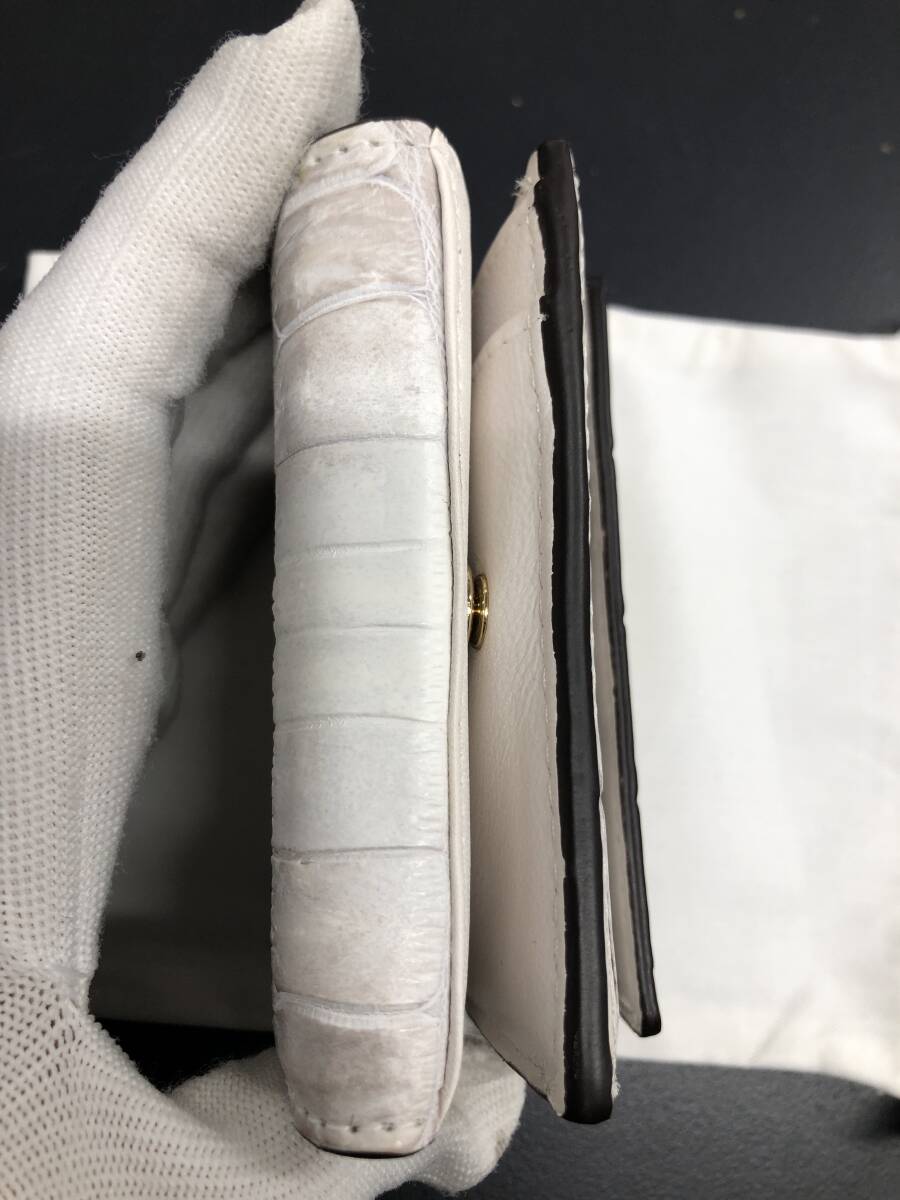 HB3962　クロコダイル 財布 小銭入 カード入 ワニ革 三つ折り財布 コンパクトウォレット レザー 箱付き 未使用品