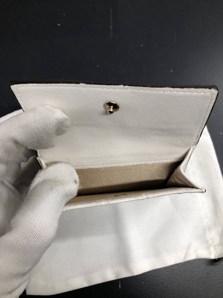 HB3962　クロコダイル 財布 小銭入 カード入 ワニ革 三つ折り財布 コンパクトウォレット レザー 箱付き 未使用品
