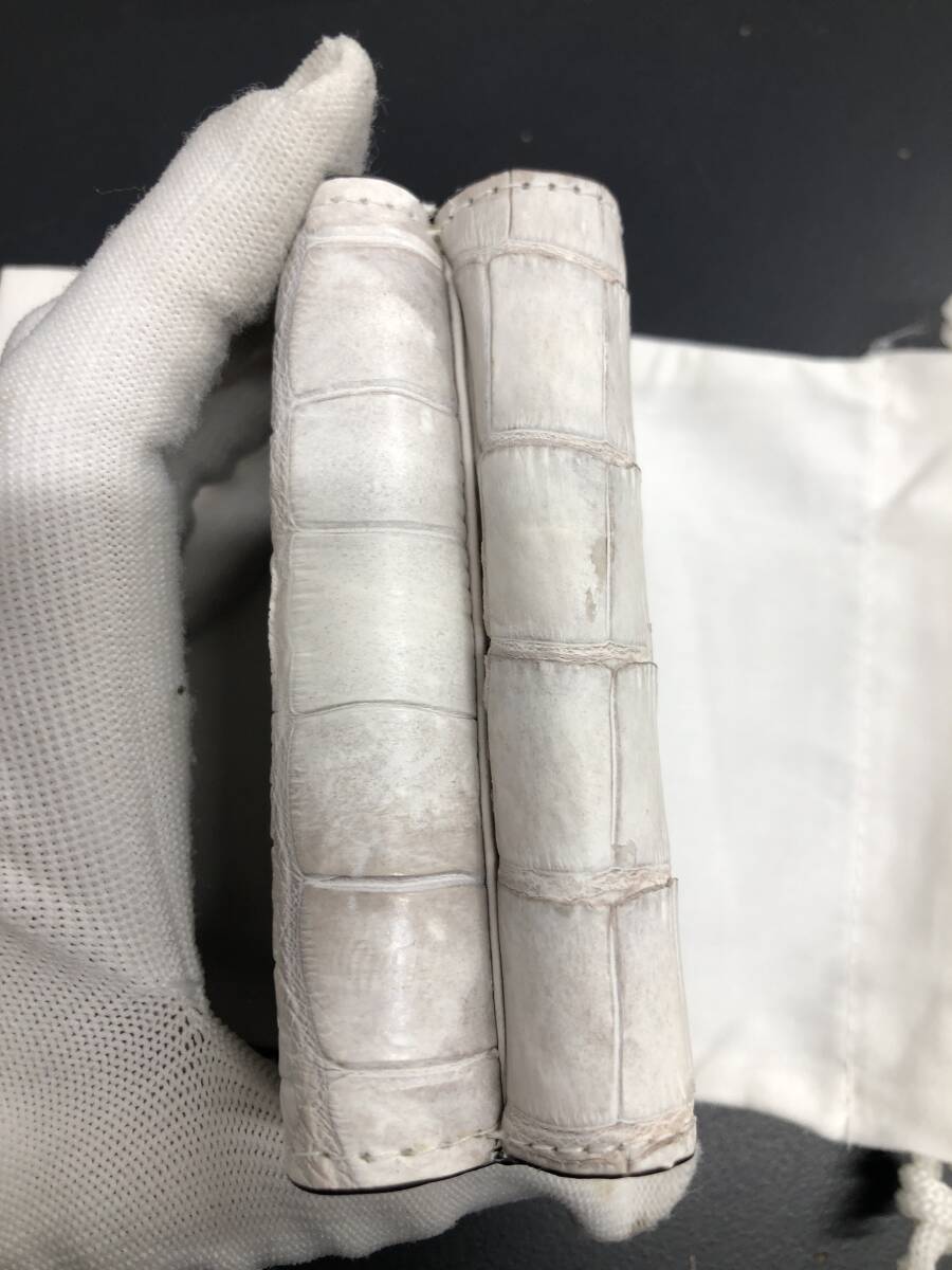 HB3962　クロコダイル 財布 小銭入 カード入 ワニ革 三つ折り財布 コンパクトウォレット レザー 箱付き 未使用品