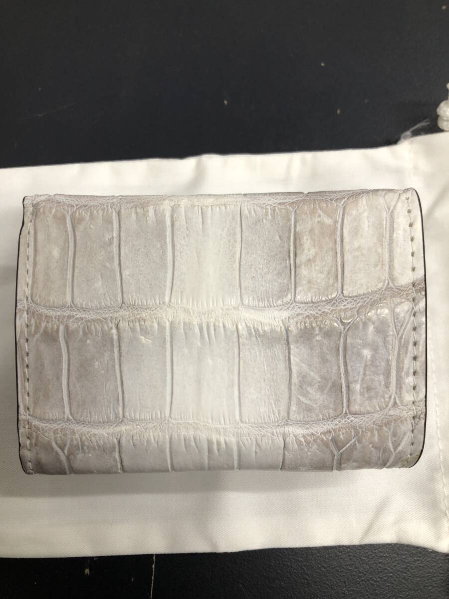 HB3962　クロコダイル 財布 小銭入 カード入 ワニ革 三つ折り財布 コンパクトウォレット レザー 箱付き 未使用品