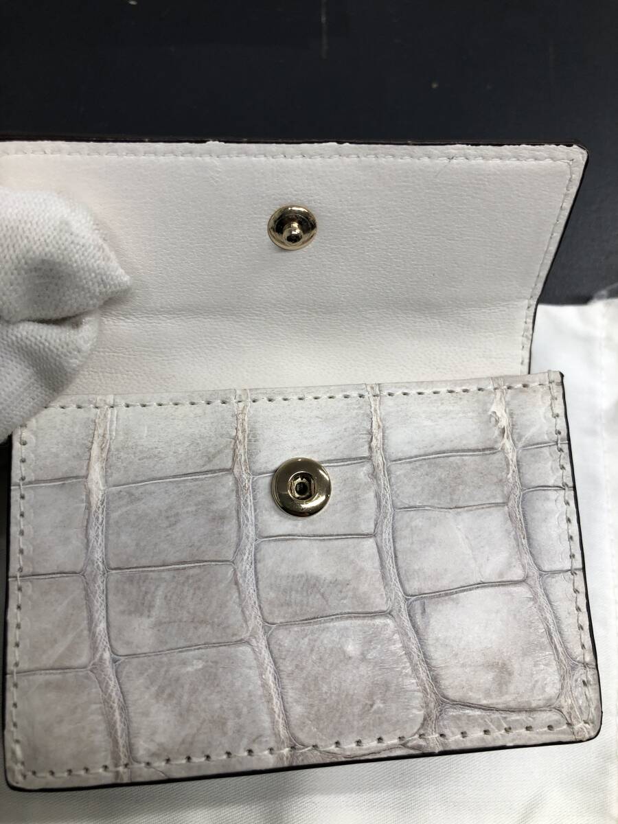 HB3962　クロコダイル 財布 小銭入 カード入 ワニ革 三つ折り財布 コンパクトウォレット レザー 箱付き 未使用品
