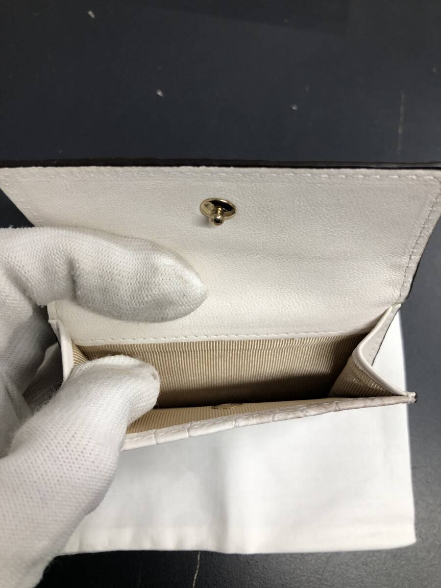 HB3964 クロコダイル 財布 小銭入 カード入 ワニ革 三つ折り財布 コンパクトウォレット レザー 箱付き 未使用品_画像7