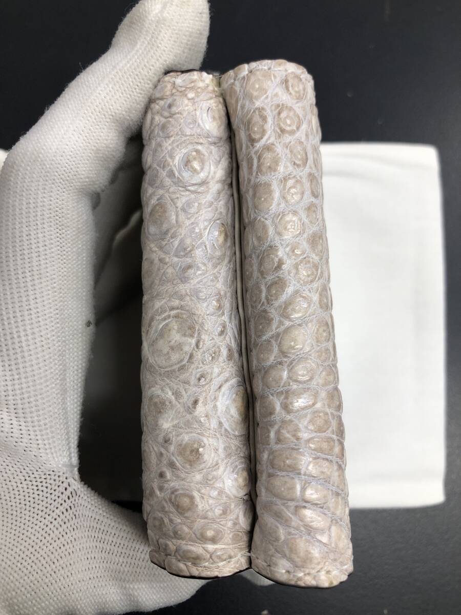 HB3964 クロコダイル 財布 小銭入 カード入 ワニ革 三つ折り財布 コンパクトウォレット レザー 箱付き 未使用品_画像4