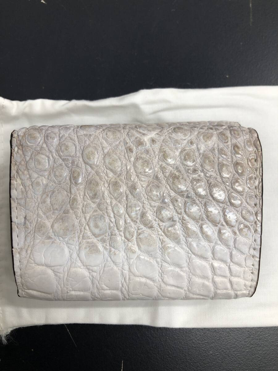 HB3964 クロコダイル 財布 小銭入 カード入 ワニ革 三つ折り財布 コンパクトウォレット レザー 箱付き 未使用品_画像2