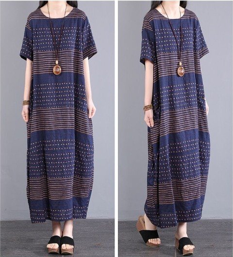 ファッションワンピース L ダークブルー