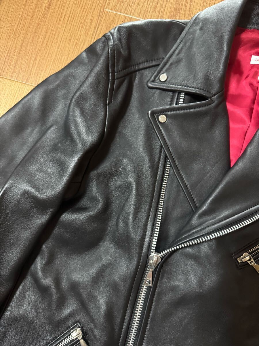 定価7.5万 美品 DRESSTERIOR 羊革ダブルライダースジャケット XL 定価7 5万 美品 DRESSTERIOR 羊革 レザー ダブルライダース