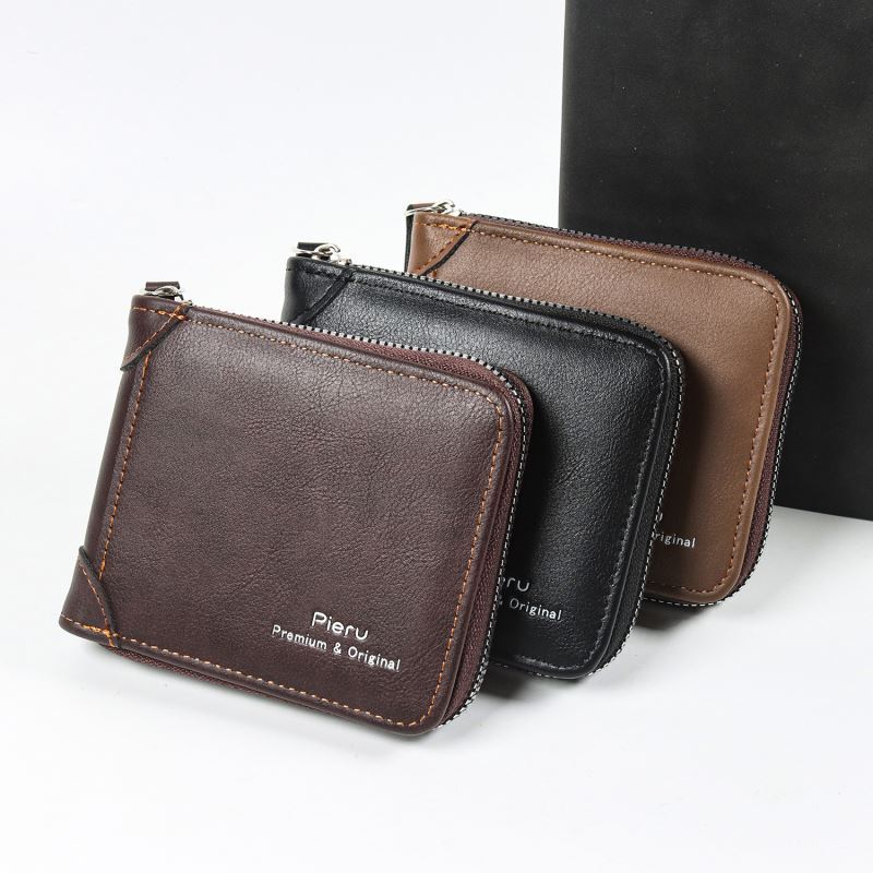 ラウンドファスナーメンズ財布、ウォレット メンズ財布 大人気 財布 定期入れポケットあり.新品＊当日発送(薄いブラウン）