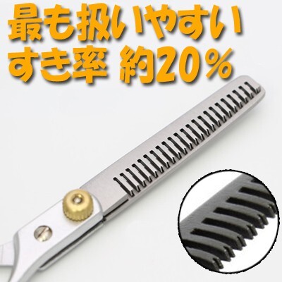 送料無料 はさみ 散髪 すきバサミ 20％ 美容院 美容師 理容 プロ用 家庭用 ステンレス セット ペット用にも　(9)