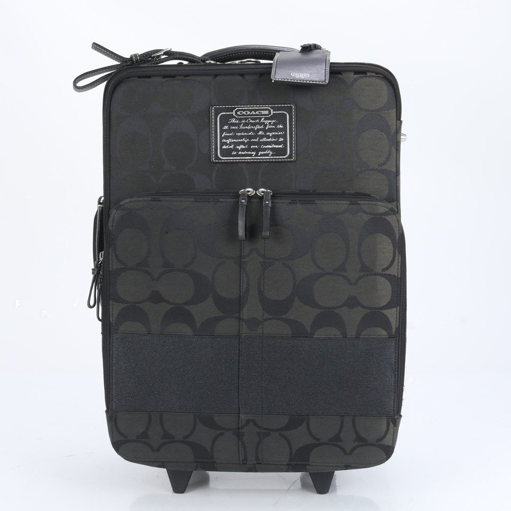COACH キャリーケース 1円□美品□コーチ□シグネチャー キャンバス レザー スーツ