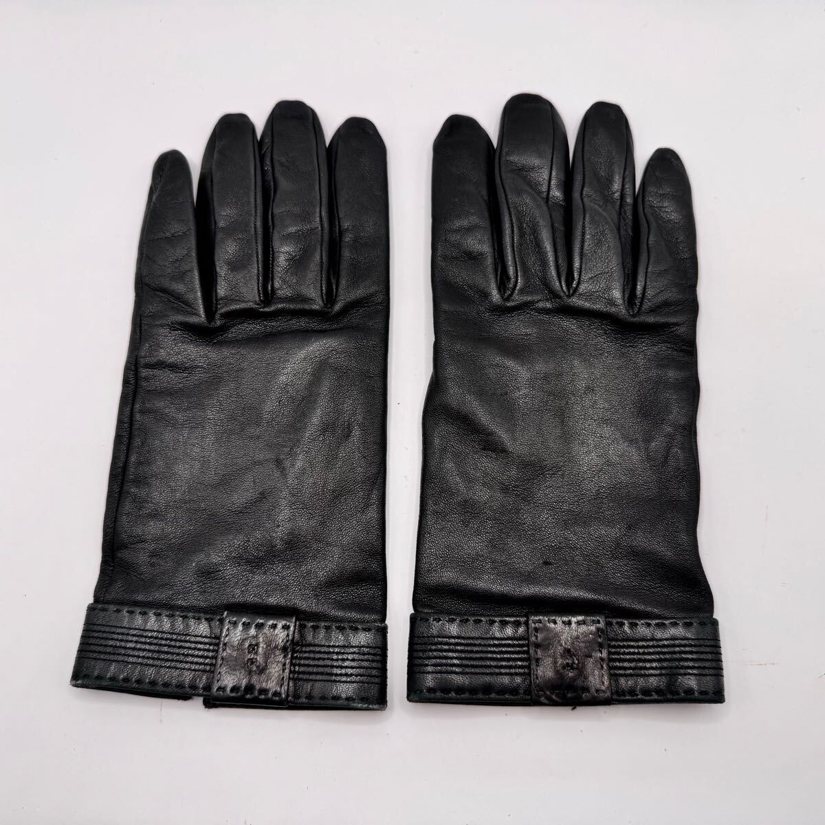 HERMES サイズ7 ブラック レザー 手袋 箱付き エルメス HERMES エルメス レザーグローブ ブラック 手袋 黒(服飾小物