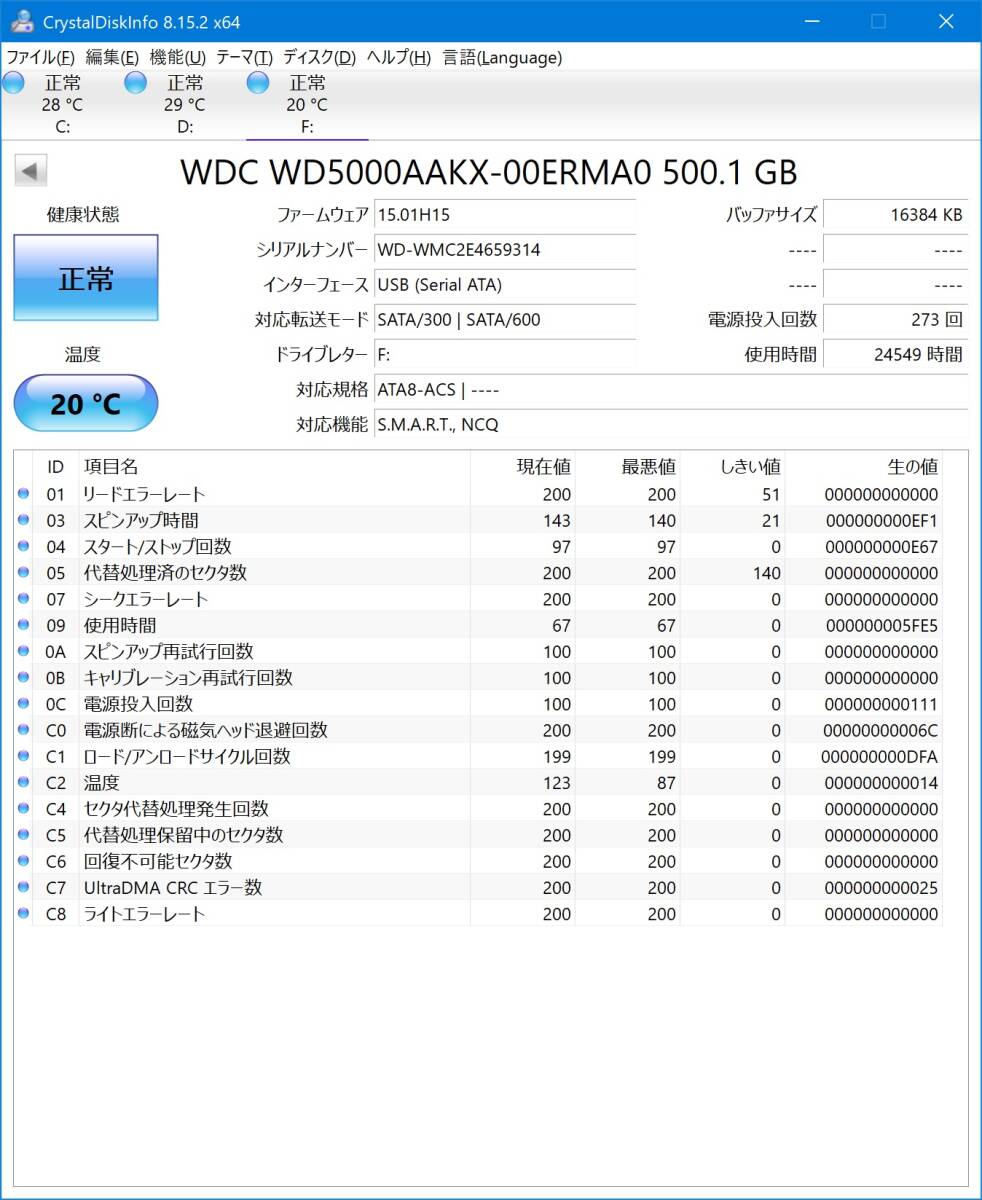 【WD Blue 3.5inch 內蔵ハードディスク(WD5000AAKX) 500GBx2】中古 7200rpm 16MBキャッシュ SATA6G WesternDigitalウエスタンデジタルHDD