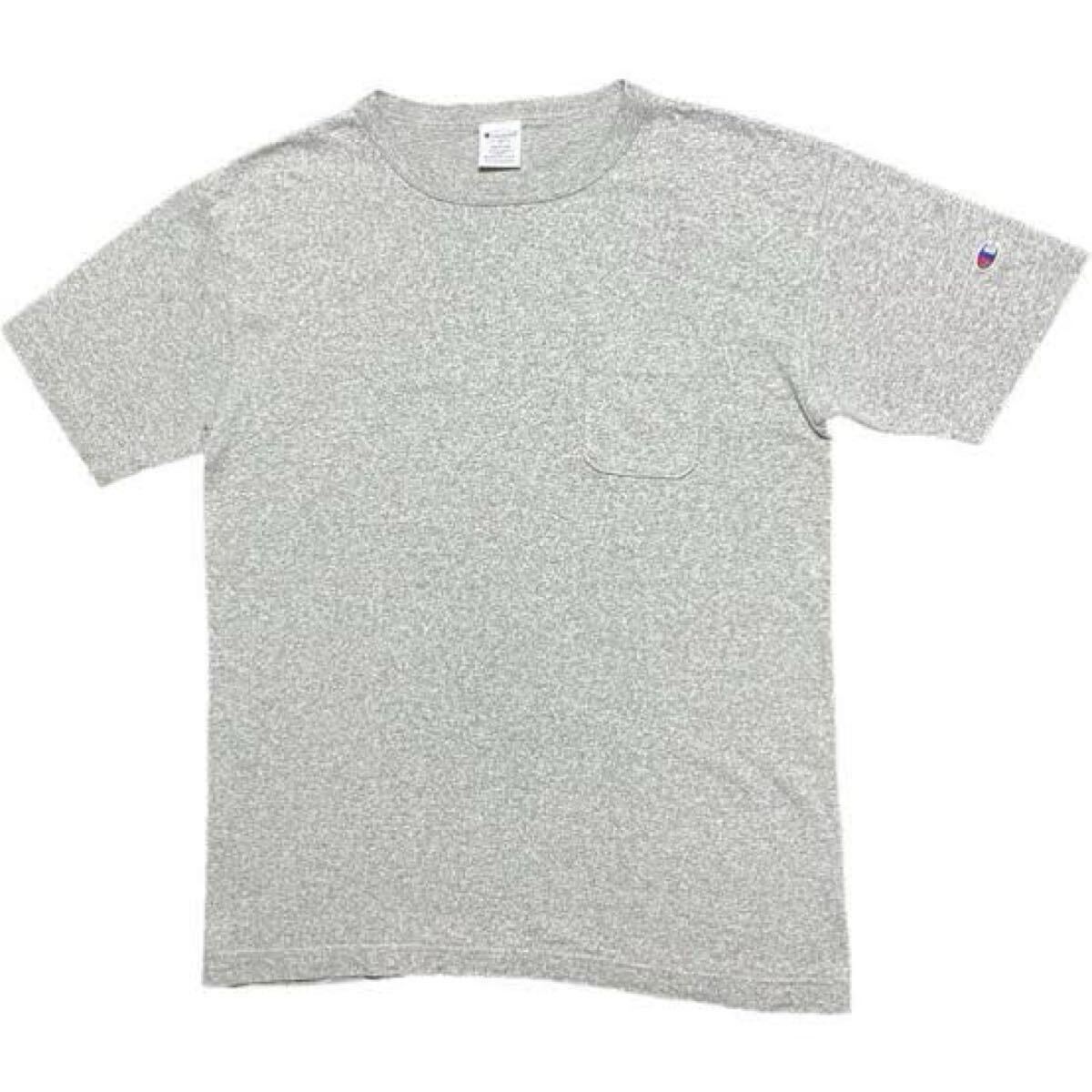 ② 美品 USA制 チャンピオン T1011 Champion グレー 灰 ポケット Tシャツ ポケT プリント アメリカ 米國 リバースウィーブ 1011 M L 古著