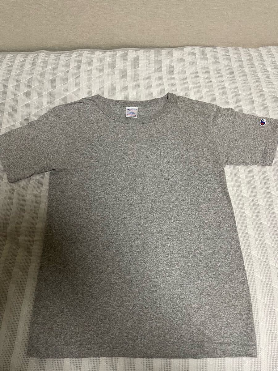 ② 美品 USA制 チャンピオン T1011 Champion グレー 灰 ポケット Tシャツ ポケT プリント アメリカ 米國 リバースウィーブ 1011 M L 古著