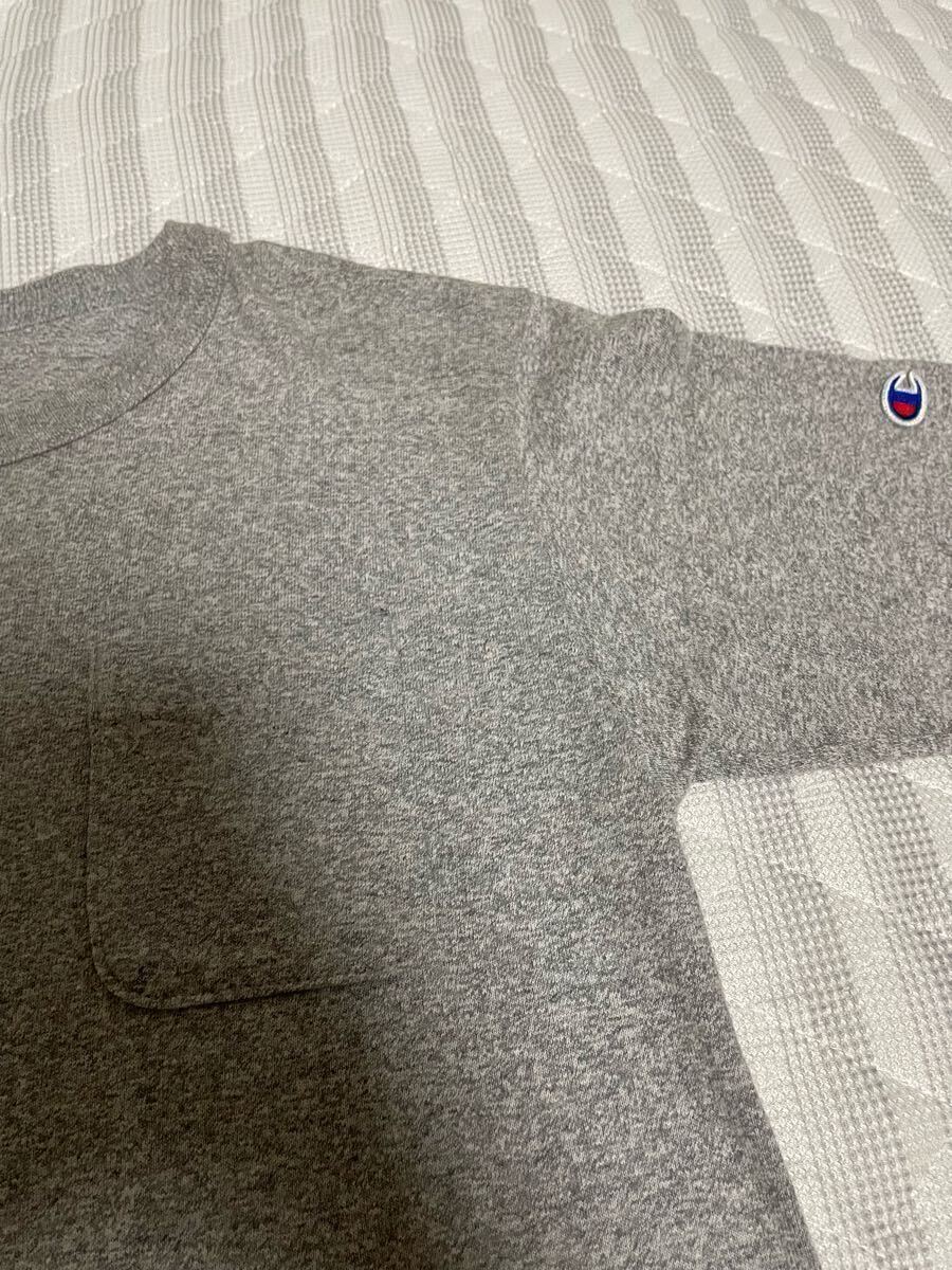 ② 美品 USA制 チャンピオン T1011 Champion グレー 灰 ポケット Tシャツ ポケT プリント アメリカ 米國 リバースウィーブ 1011 M L 古著