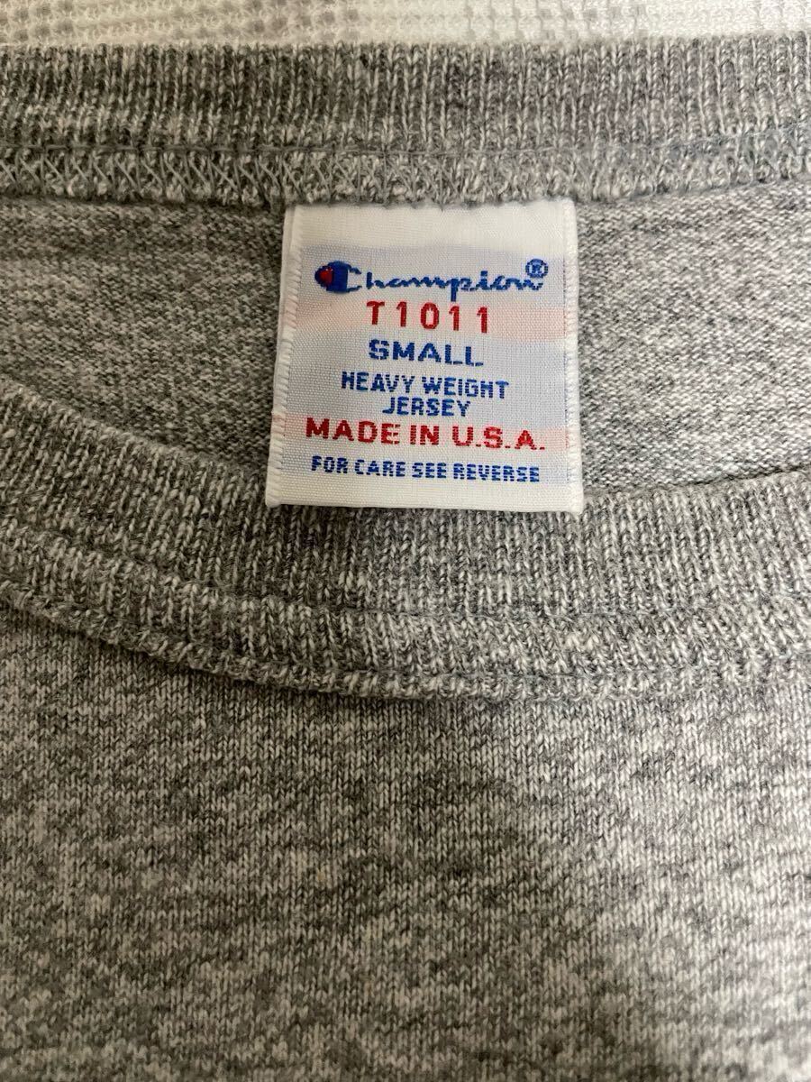 ② 美品 USA制 チャンピオン T1011 Champion グレー 灰 ポケット Tシャツ ポケT プリント アメリカ 米國 リバースウィーブ 1011 M L 古著