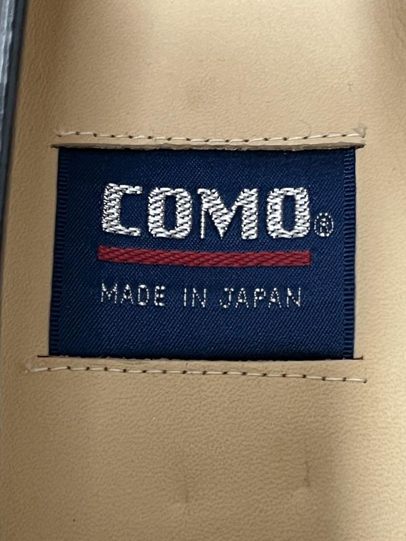 即決★美品展示品 日本制 COMO★6.5EEE レザースリッポン コモ 黒 ブラック ローファー シューズ 本革 革靴 ドレス ほぼ未使用