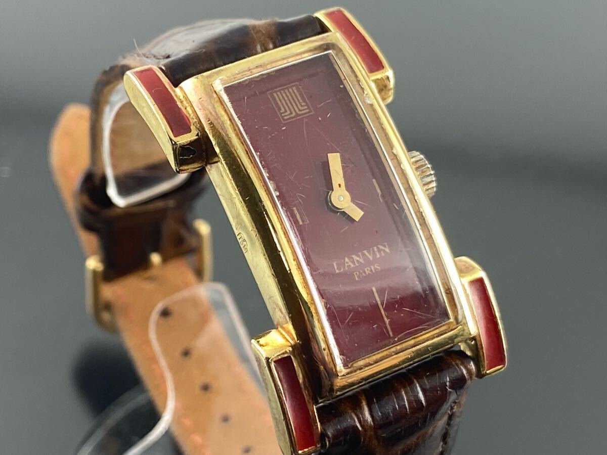 [A1574]1 иен ~* женские наручные часы ручной завод LANVIN Lanvin PARIS рабочий товар 