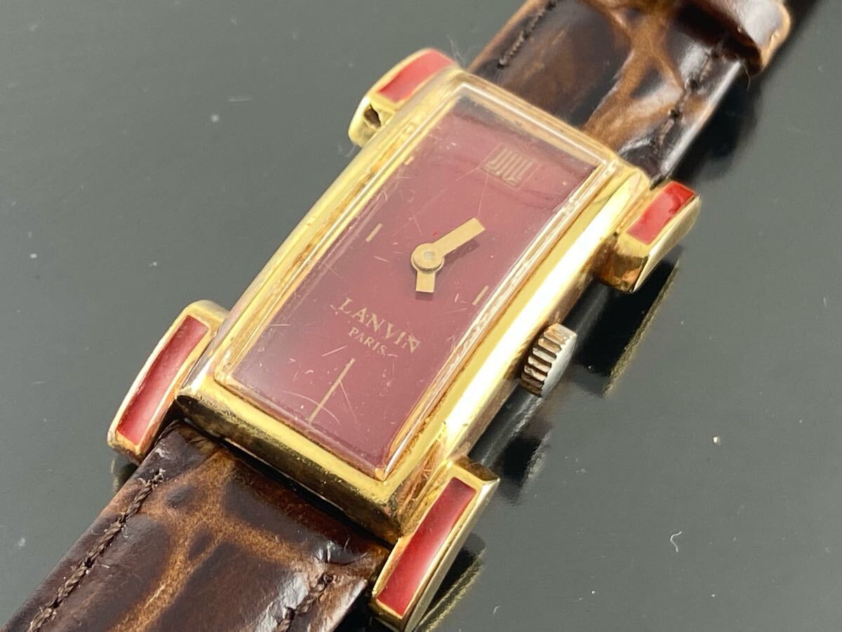 [A1574]1 иен ~* женские наручные часы ручной завод LANVIN Lanvin PARIS рабочий товар 
