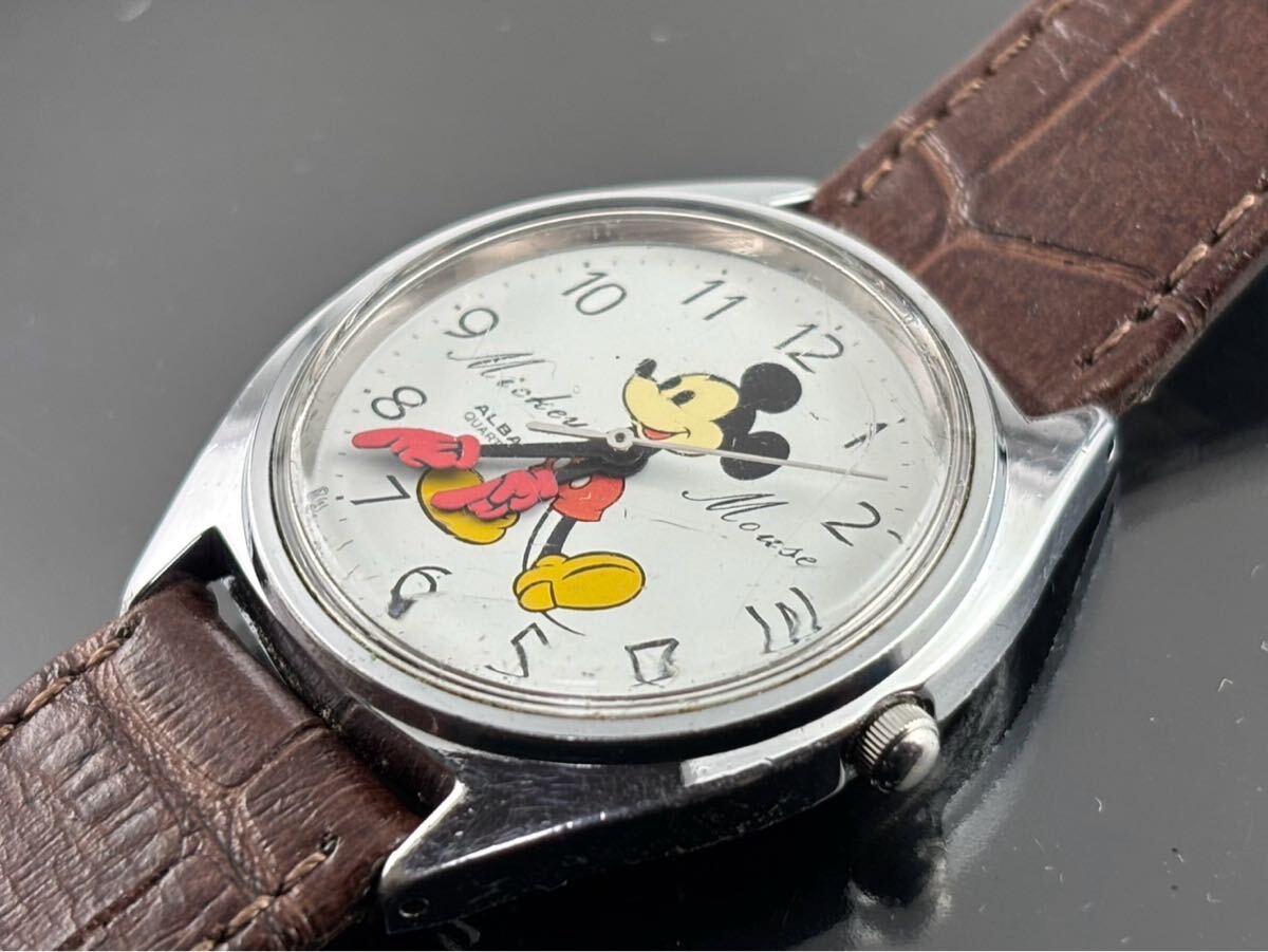 [A1578]1円～☆メンズレディース腕時計 クォーツ セイコー SEIKO ディズニー ALBA ミッキーマウス Y561-6000 動作品