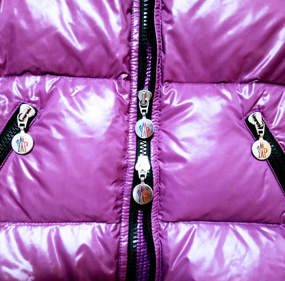 送料無料 モンクレール バディア MONCLER BADIA ダウンジャケット デカワッペン/デカロゴ フード付き ピンク サイズO S~M_画像5