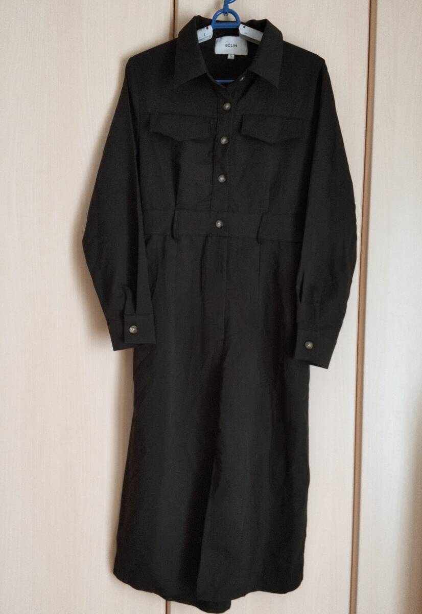 ECLIN エクラン ABITOKYO アビトーキョー シャツ ワンピース 黒 S〜M ウエストゴム_画像1