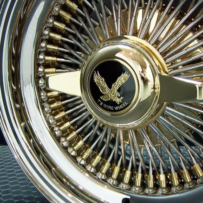 ▼ ティスファクトリー T's WIRE ワイヤーホイール 13×7J STD スタンダード トリプル ゴールド 100SP ホイール 4本 + 付屬品 セット