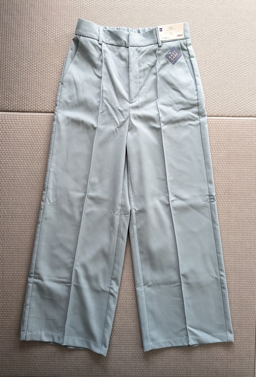 新品 タグ付き GU 裏起毛カラーストレートパンツ 未使用 ジーユー L 水色 暖パン_画像2