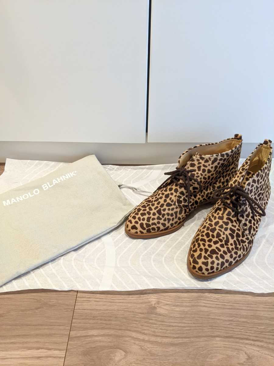 新品 MANOLO BLAHNIK ハラコチャッカブーツ マノロブラニク 未使用 イタリア制 デザートブーツ ショートブーツ