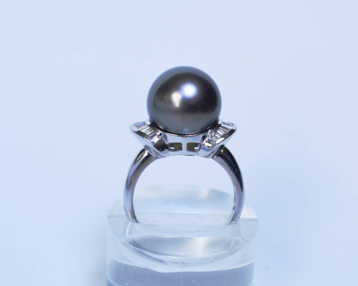 (新品)　?。校裕梗埃啊?2.0㎜ タヒチパール リング　ダイヤ０．32ｃｔｓ