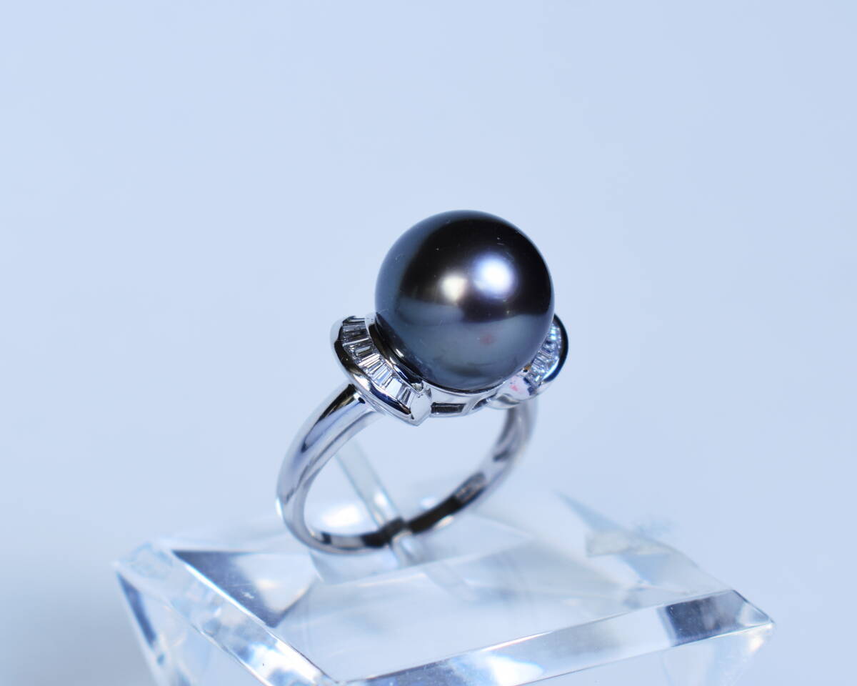 (新品)　?。校裕梗埃啊?2.0㎜ タヒチパール リング　ダイヤ０．32ｃｔｓ