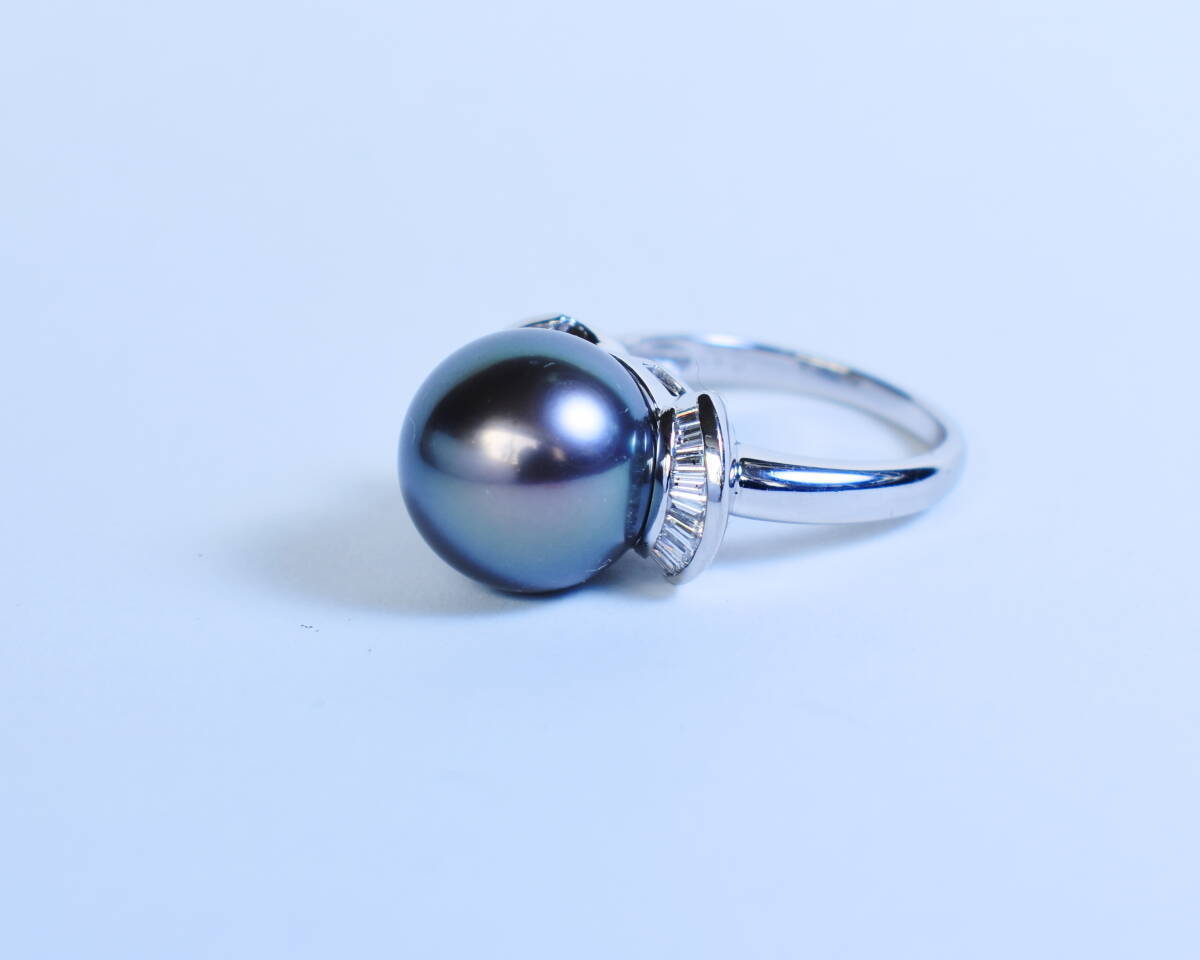 (新品)　?。校裕梗埃啊?2.0㎜ タヒチパール リング　ダイヤ０．32ｃｔｓ