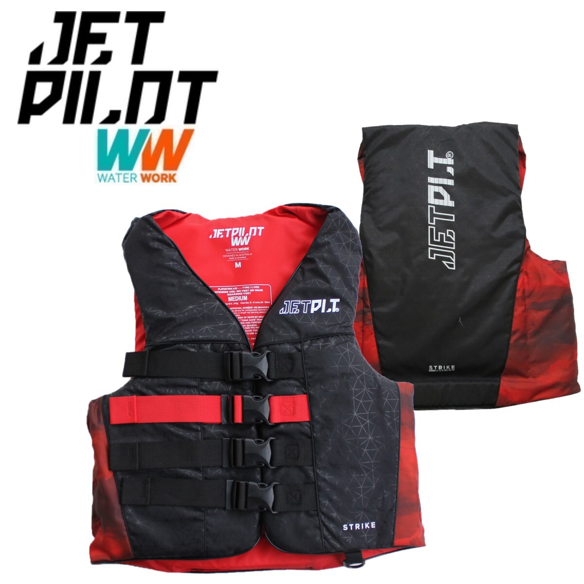 ジェットパイロット JETPILOT JCI認定ベスト 送料無料 ストライク プラス 4-バックル CGA ナイロン ベスト JA23128CGA レッド 2XL